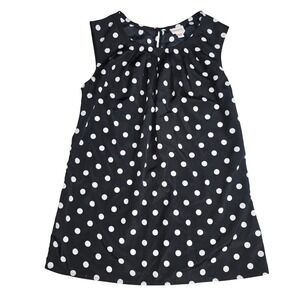 Merona Womens XS Black White Polka Dot Pleated Neck Sleeveless Blouse Top